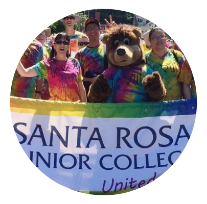 SRJC Pride Students with school mascot