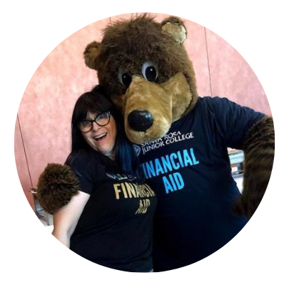 Financial Aid staff with SRJC mascot